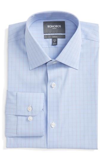 Men's Bonobos Jetsetter Slim Fit Plaid Dress Shirt .5 33 - Blue