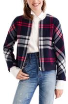 Women's J.crew Plaid Wool Bomber, Size - Red