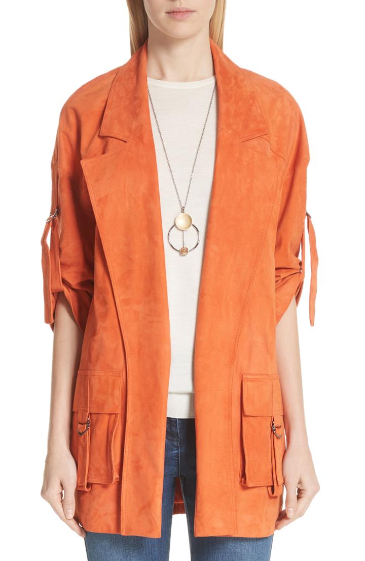 Women's St. John Collection Fringed Milano Pique Knit Topper