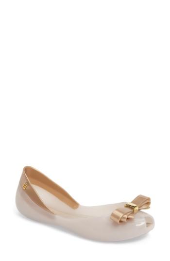 Women's Melissa Queen Vi Peep Toe Flat M - White