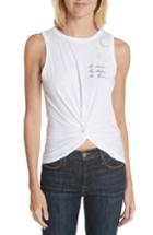Women's Cinq A Sept Knot Front Embroidered Tank - White