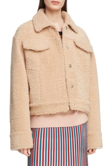 Women's Kenzo Reversible Genuine Shearling Trucker Jacket - Beige