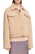 Women's Kenzo Reversible Genuine Shearling Trucker Jacket - Beige
