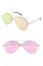 Women's Nem 55mm Mirrored Aviator Sunglasses - Rose Gold W Rose Gold Lens