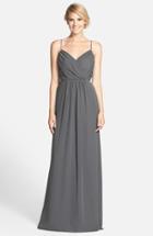 Women's Jim Hjelm Occasions Draped V-neck A-line Chiffon Gown - Grey