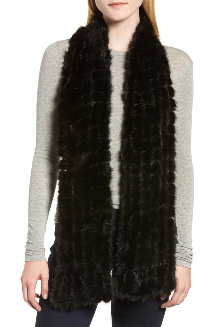 Women's La Fiorentina Balled Genuine Mink Fur Muffler