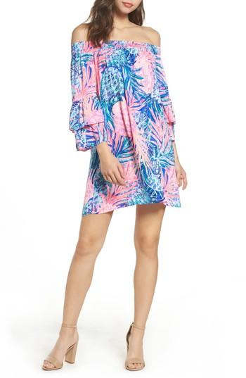 Women's Lilly Pulitzer Tobyn Off The Shoulder Dress, Size - Pink