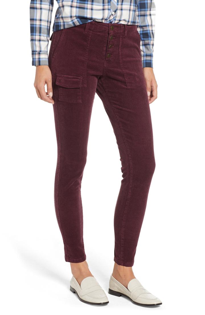 Women's Caslon Corduroy Utility Pants - Burgundy