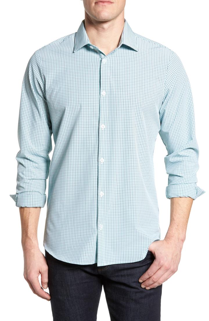 Men's Mizzen+main Ventura Check Sport Shirt, Size - Green