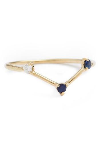 Women's Wwake Counting Collection Three-step Triangle Sapphire & Diamond Ring