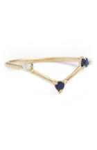 Women's Wwake Counting Collection Three-step Triangle Sapphire & Diamond Ring
