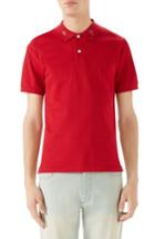 Men's Gucci Gold Embroidered Pique Polo - Red
