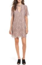 Women's Socialite Choker Lace Shift Dress - Pink