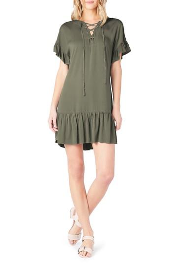 Women's Michael Stars Ruffled Lace-up Dresss - Green