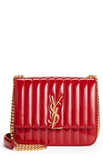 Saint Laurent Large Vicky Patent Leather Crossbody Bag - Black