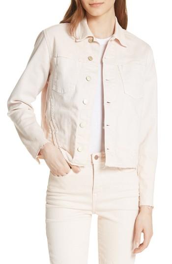 Women's L'agence Janelle Raw Cut Slim Denim Jacket - Pink