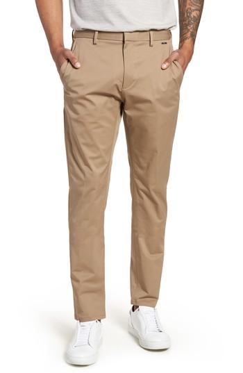 Men's Boss Helgo Flat Front Stretch Pants R - Beige