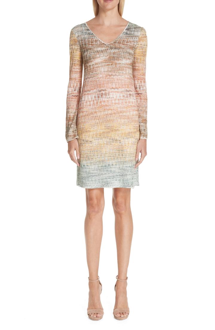 Women's Missoni Zig Zag Metallic Knit Dress Us / 38 It - White