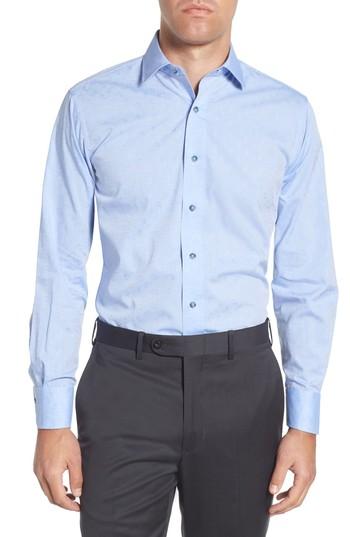 Men's Lorenzo Uomo Trim Fit Paisley Dress Shirt - 34 - Blue