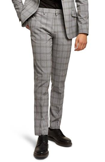 Men's Topman Check Suit Trousers X 32 - Black