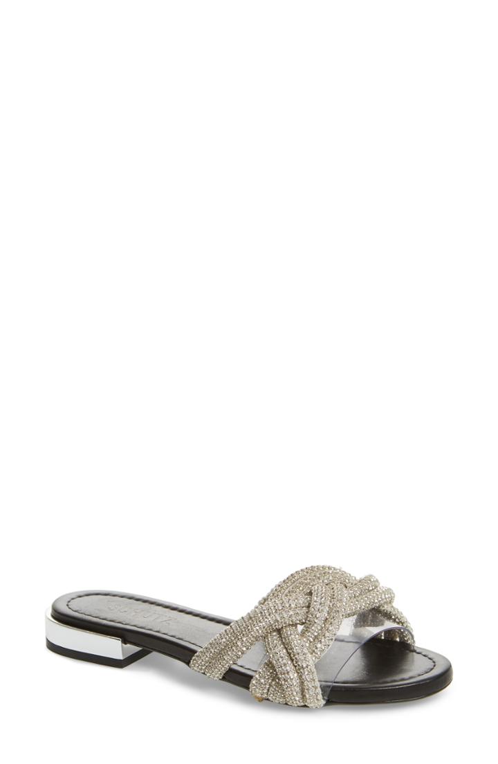 Women's Schutz Lindy Braided Slide Sandal M - White