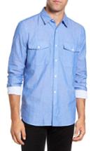Men's French Connection Double Chambray Regular Fit Cotton Sport Shirt - Blue