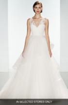 Women's Nouvelle Amsale 'lexi' Lace & Tulle V-neck Ballgown, Size In Store Only - Ivory