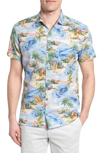 Men's Tori Richard Private Isle Trim Fit Camp Shirt - Blue