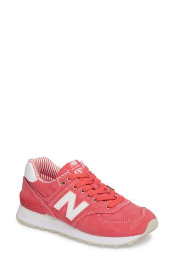 Women's New Balance 574 Beach Chambray Sneaker B - Coral