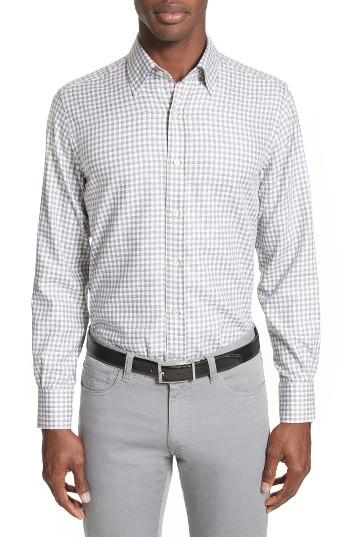 Men's Canali Shepherds Check Sport Shirt - Grey