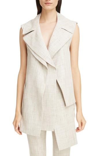 Women's Victoria Beckham Asymmetrical Tweed Vest Us / 6 Uk - Beige