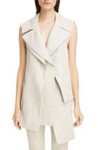 Women's Victoria Beckham Asymmetrical Tweed Vest Us / 6 Uk - Beige