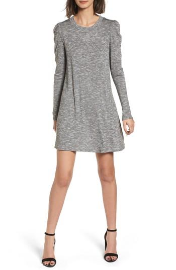Women's Love, Fire Knit Puff Shoulder Dress - Grey