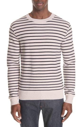 Men's A.p.c. Striped Crewneck Sweater - White