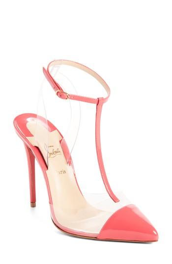 Women's Christian Louboutin Nosy Pvc T-strap Pump .5us / 36.5eu - Pink