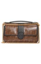 Fendi Double-f Leather & Canvas Shoulder Bag - Black