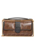 Fendi Double-f Leather & Canvas Shoulder Bag - Black