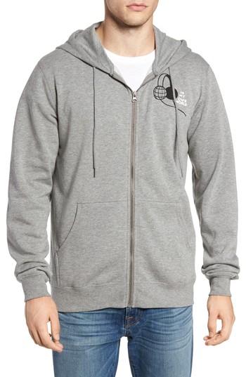 Men's Rvca In My Own World Zip Hoodie, Size - Grey