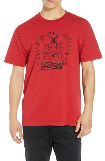 Men's Obey Free Your Mind Box T-shirt - Red