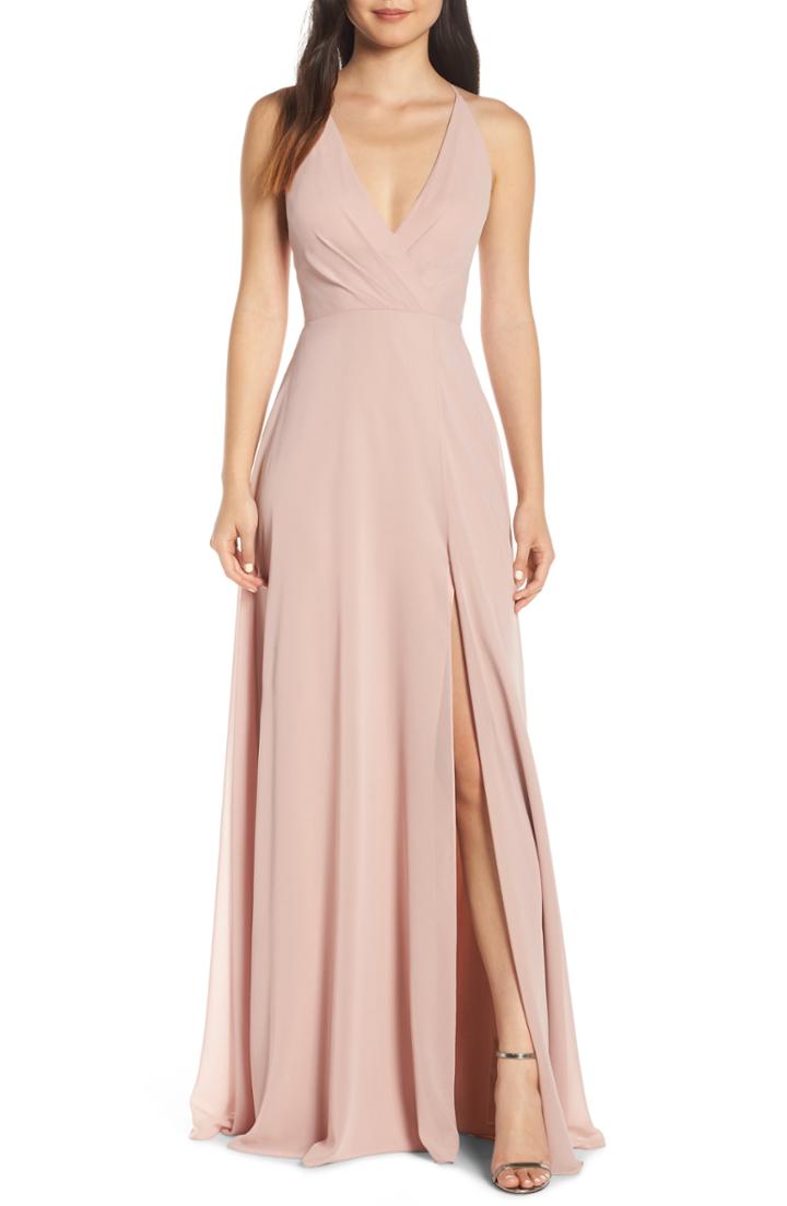 Women's Jenny Yoo Bryce Surplice V-neck Chiffon Evening Dress - Pink