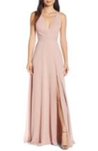 Women's Jenny Yoo Bryce Surplice V-neck Chiffon Evening Dress - Pink