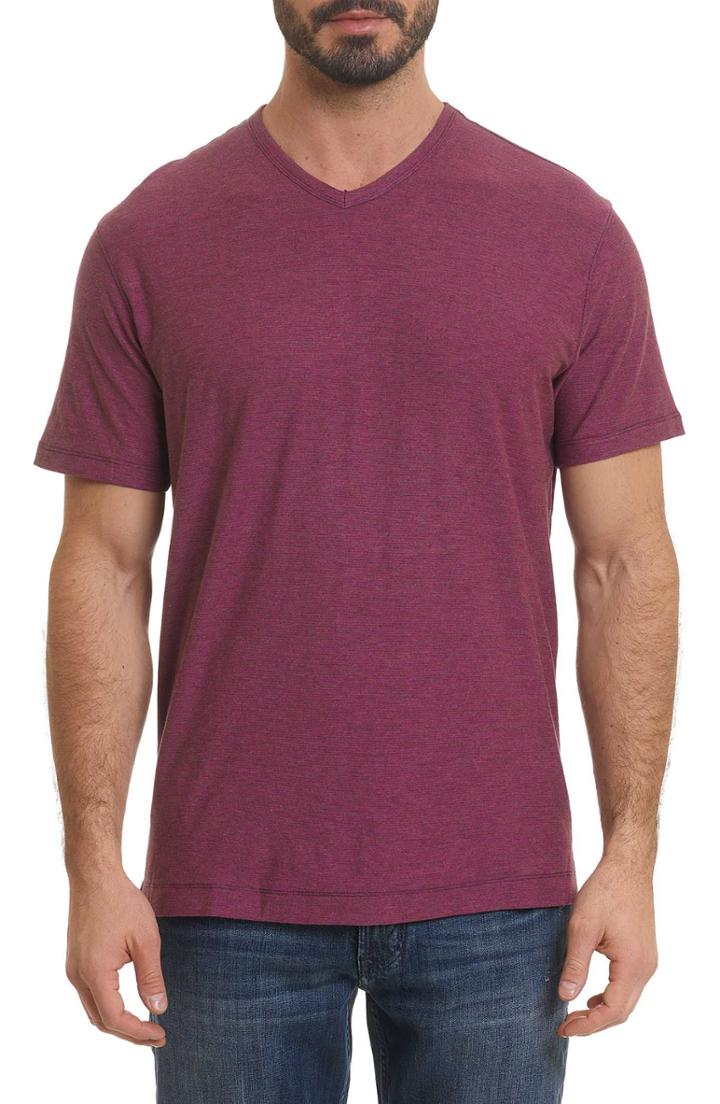 Men's Robert Graham Orchidlands Stripe T-shirt, Size - Purple