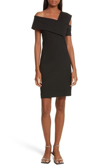 Women's Helmut Lang Asymmetrical Off The Shoulder Scuba Dress - Black