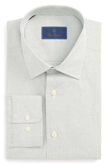 Men's David Donahue Regular Fit Check Dress Shirt 32/33 - Green