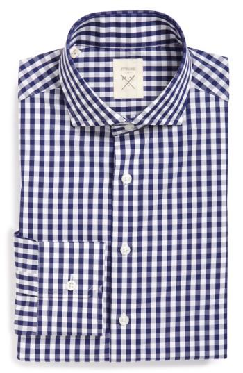 Men's Strong Suit 'elan' Trim Fit Check Dress Shirt R - Blue