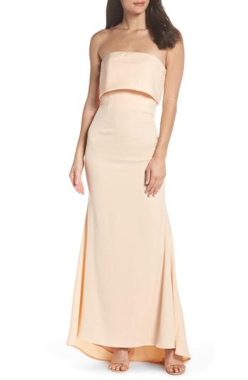 Women's Jarlo Blaze Strapless Foldover Bodice Mermaid Gown - Beige