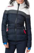 Women's Rossignol Hiver Tailored Fit Waterproof 750-fill-power Down Jacket With Faux Fur Trim - Blue