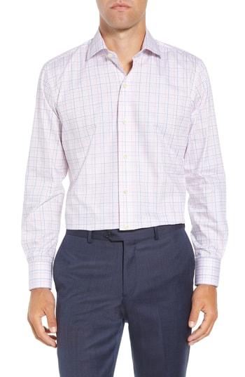 Men's Ledbury Drazin Trim Fit Check Dress Shirt - Pink
