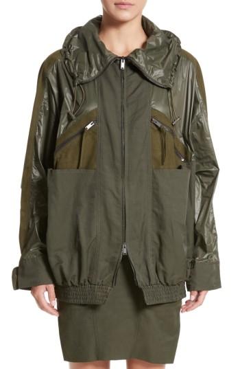 Women's Stella Mccartney Alter Suede Trim Windbreaker Jacket Us / 38 It - Green