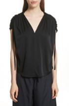 Women's Vince Ruched Silk Top - Black